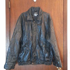 LeWorld Fine Leathers Jacket Bomber Black Leather Patchwork